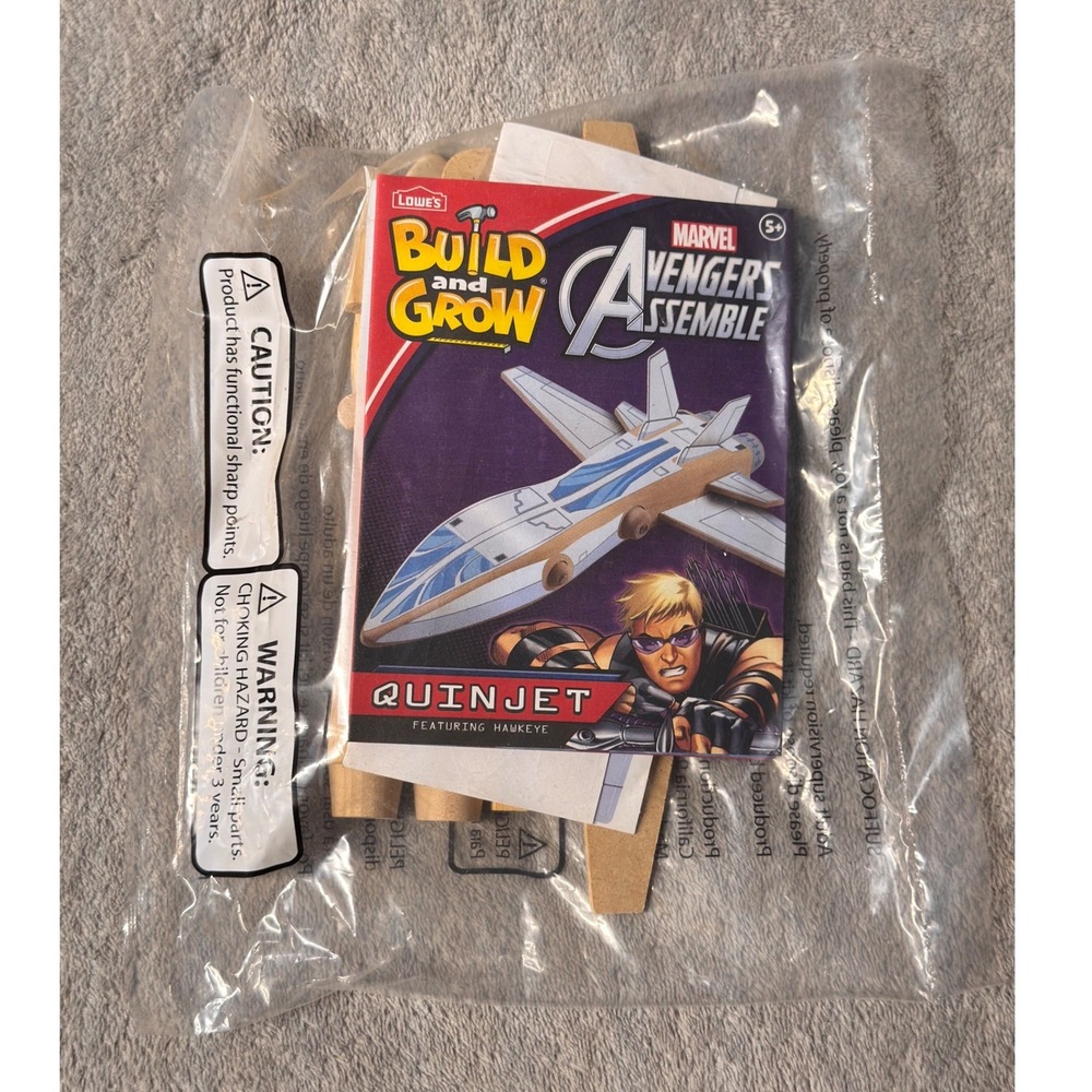 Lowe's Build and Grow Marvel Avengers Assemble Quinjet Hawkeye Wood Kit 2015 NEW